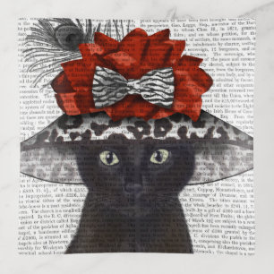 Black Cat with Fabulous Hat Trinket Tray