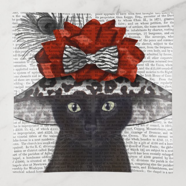 Black Cat with Fabulous Hat Trinket Tray (Front)