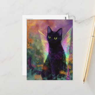 Black Cat With Fairy Wings Postcard