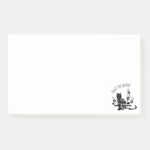 Black cat with flowers and Portuguese expression Post-it Notes