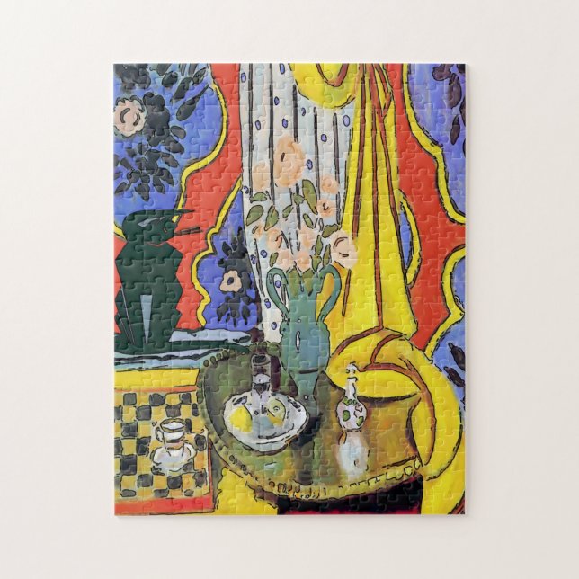 Black Cat with Flowers Jigsaw Puzzle (Vertical)