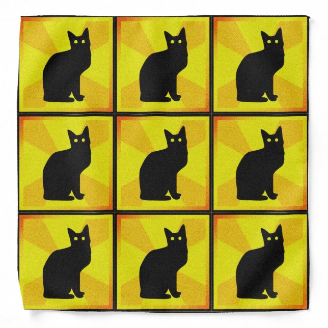 Black Cat with Glowing Eyes - Bandana (Front)