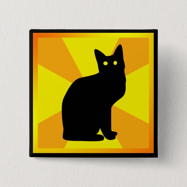 Black Cat with Glowing Eyes - Pinback Button (Front)