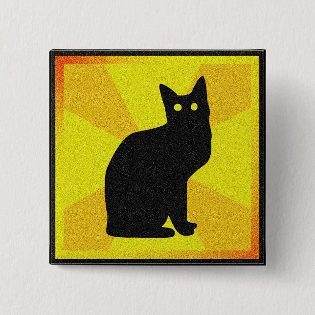 Black Cat with Glowing Eyes - Pinback Button (Front)