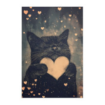 Black Cat with Golden Heart - Cat's Cozy Love
