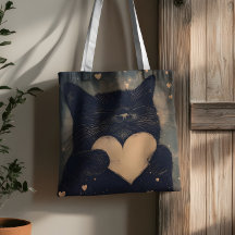 Black Cat with Golden Heart - Cat's Cozy Love