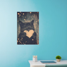 Black Cat with Golden Heart - Cat's Cozy Love