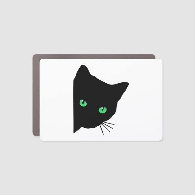 black cat with green eyes   car magnet (Front)