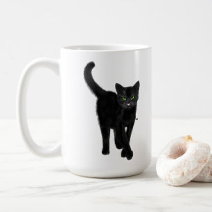 Black Cat with Green Eyes Cute Quote Coffee Mug