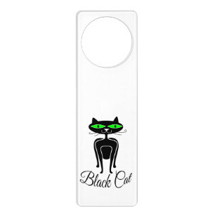 Black cat with green eyes door hanger