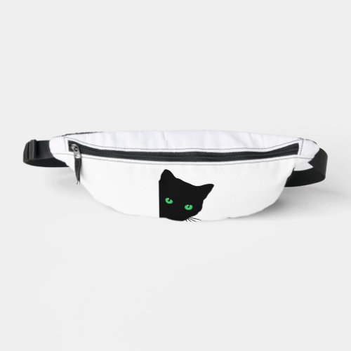 black cat with green eyes   fanny pack