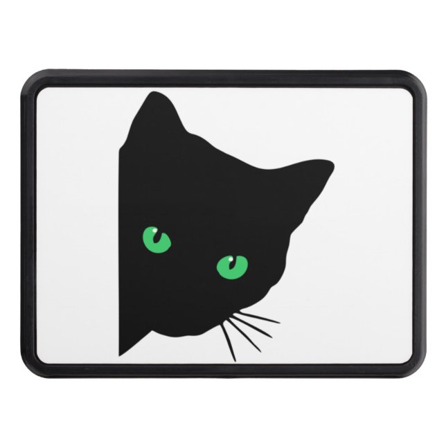 black cat with green eyes   hitch cover (Front)
