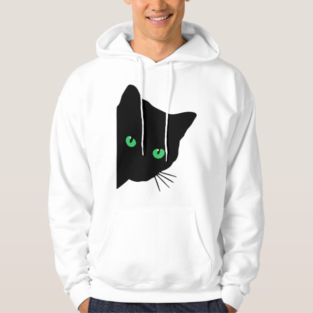 black cat with green eyes   hoodie (Front)