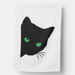 black cat with green eyes house flag