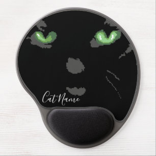 Black cat with green eyes mouse pad