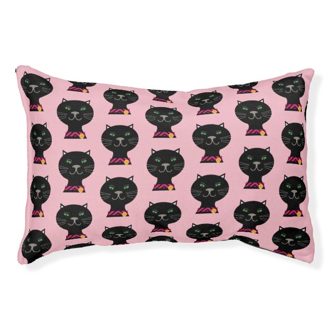 Black cat with green eyes pet bed (Front)