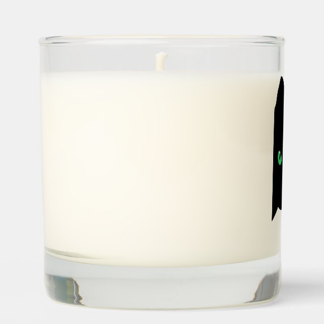 black cat with green eyes   scented candle (Front)