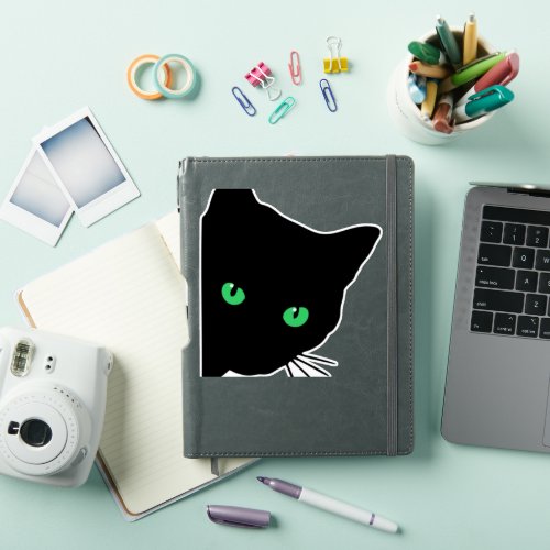 black cat with green eyes   sticker