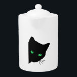 black cat with green eyes   teapot<br><div class="desc">black cat with green eyes</div>