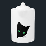 black cat with green eyes   teapot<br><div class="desc">black cat with green eyes</div>