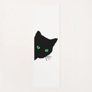 black cat with green eyes yoga mat