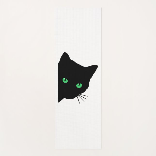 black cat with green eyes   yoga mat (Front)