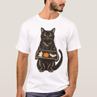 Black cat with Halloween cookies T-Shirt