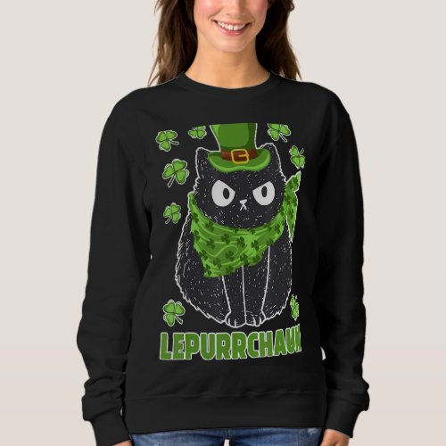 Black Cat With Leprechaun Hat Funny St Patricks D Sweatshirt