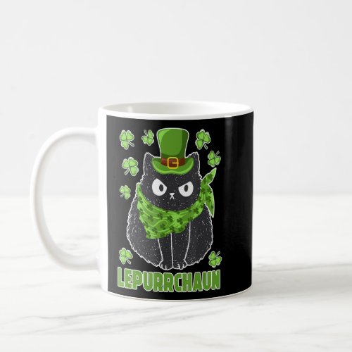 Black Cat With Leprechaun Hat Irish Funny St Patri Coffee Mug