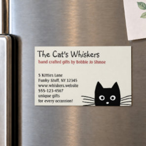 Black Cat with Long Whiskers Magnetic Business Card
