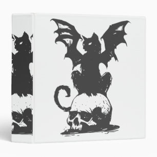 black cat with monster wings - Choose back color 3 Ring Binder