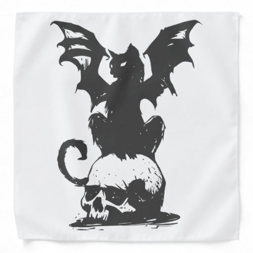 black cat with monster wings _ Choose back color Bandana