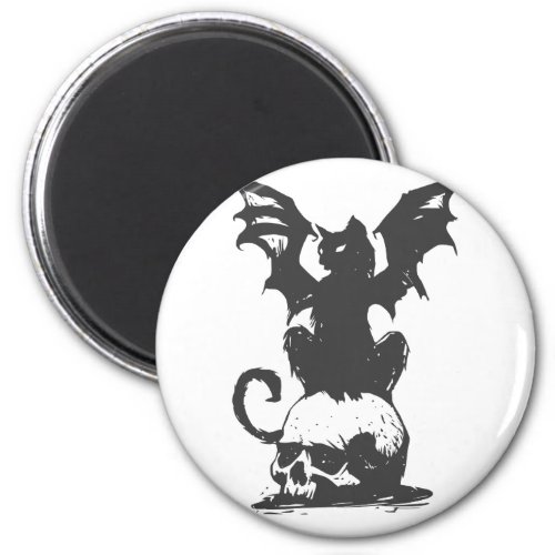 black cat with monster wings _ Choose back color Magnet