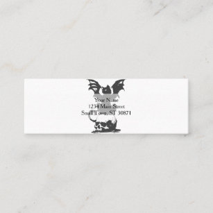 black cat with monster wings - Choose back color Mini Business Card