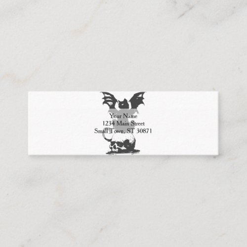 black cat with monster wings _ Choose back color Mini Business Card