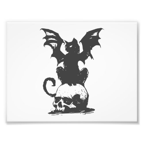 black cat with monster wings _ Choose back color Photo Print