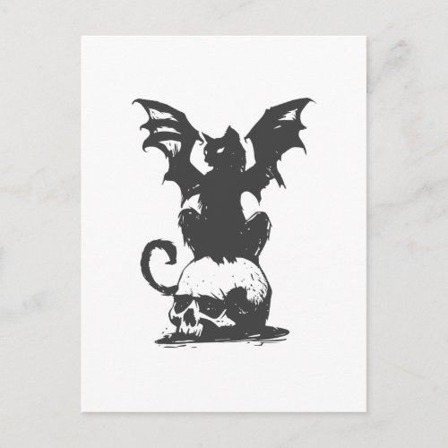 black cat with monster wings _ Choose back color Postcard