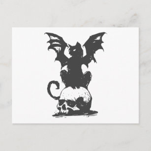 black cat with monster wings - Choose back color Postcard