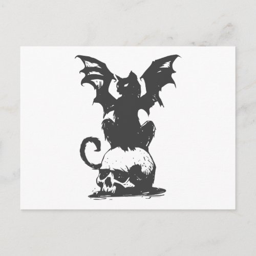 black cat with monster wings _ Choose back color Postcard