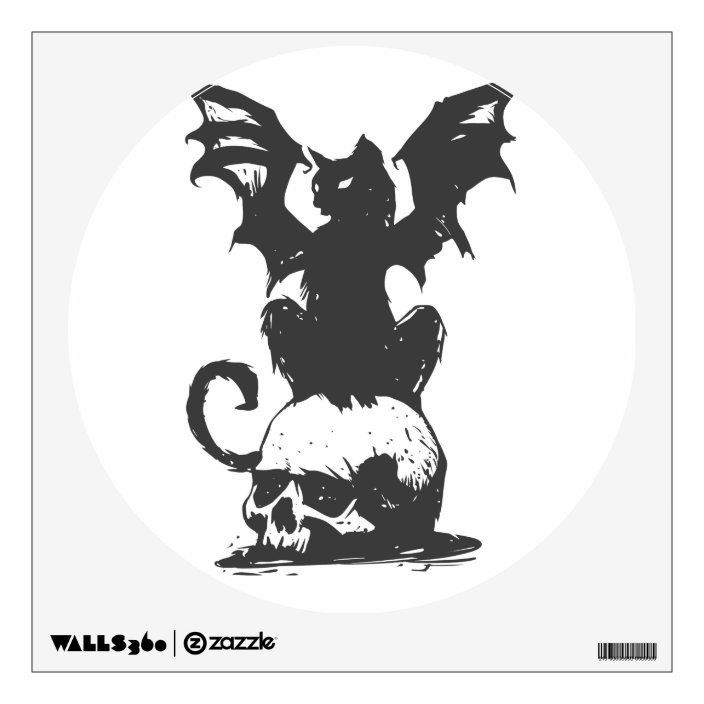 Black Cat With Monster Wings Choose Back Color Wall Decal Zazzle Com