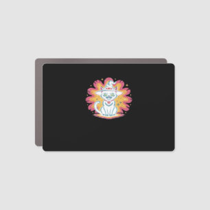 Black Cat with Psychedelic Flower Oversized T-Shir Car Magnet