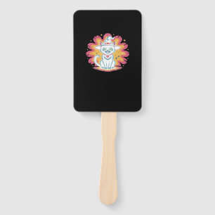 Black Cat with Psychedelic Flower Oversized T-Shir Hand Fan