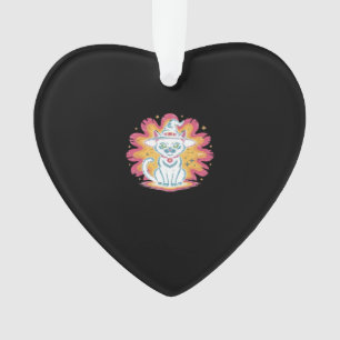 Black Cat with Psychedelic Flower Oversized T-Shir Ornament