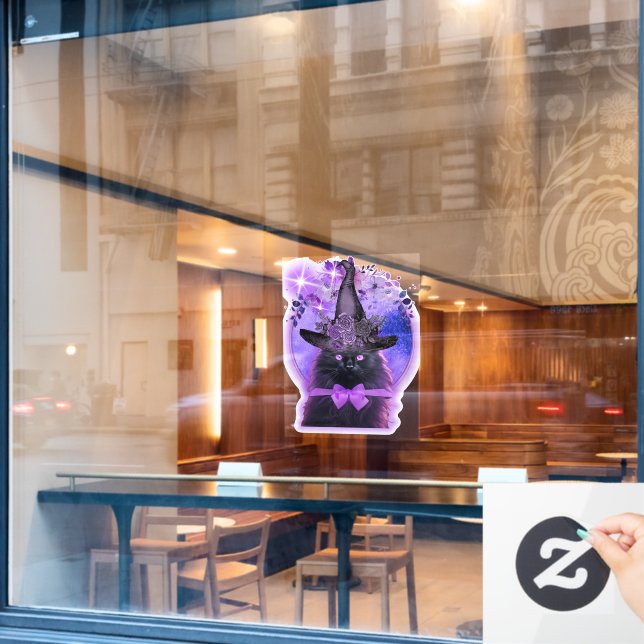 black cat with purple aura window cling (Cafe Window)