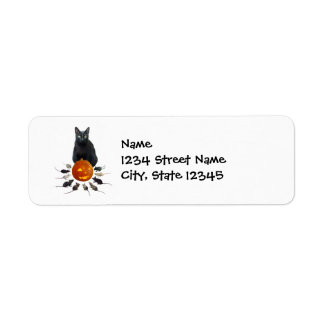 Black Cat with Rats and Jack-o-Lantern Label