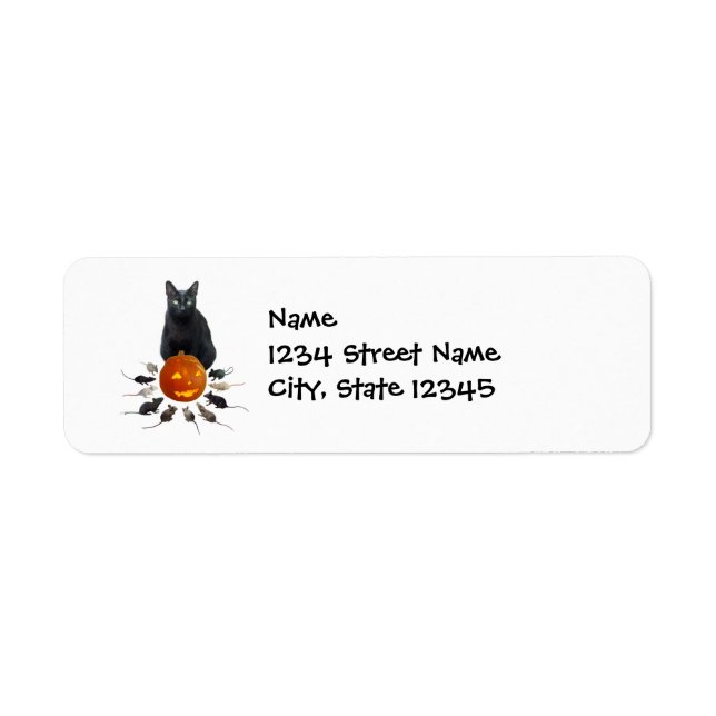 Black Cat with Rats and Jack-o-Lantern Label (Front)