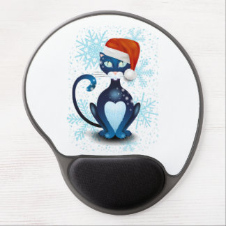 Black Cat with Santa's Hat Gel Mouse Pad