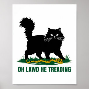 Black Cat With Snake Oh Lawd He Treading Nature An Poster