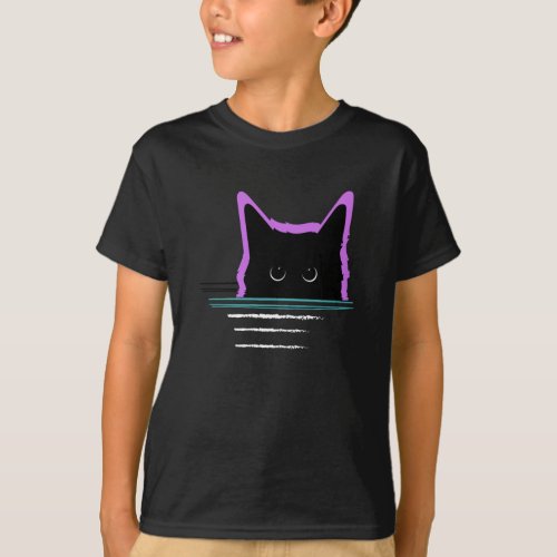 Black cat with sugar lines funny T_Shirt