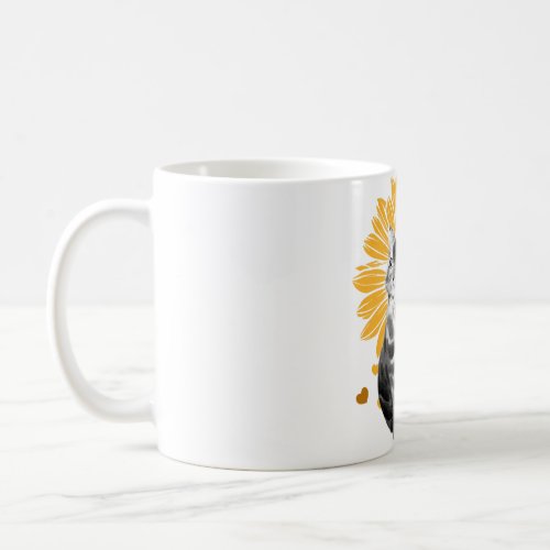 Black Cat With SunFlowers Gifts For Kitten Lovers Coffee Mug